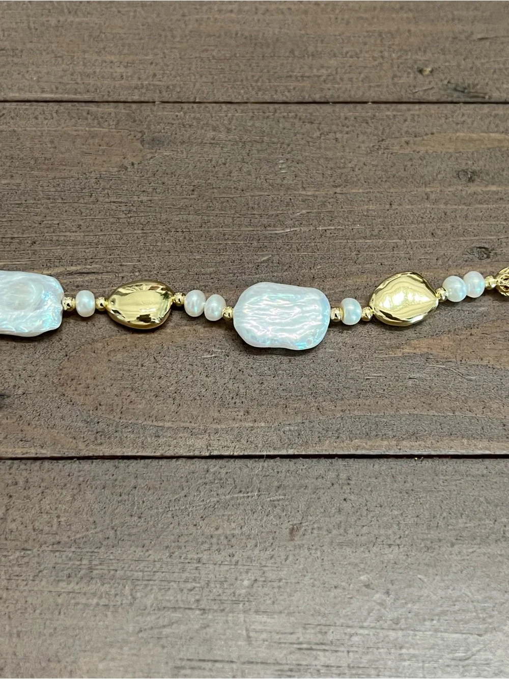 Gold plated, pearl bracelet